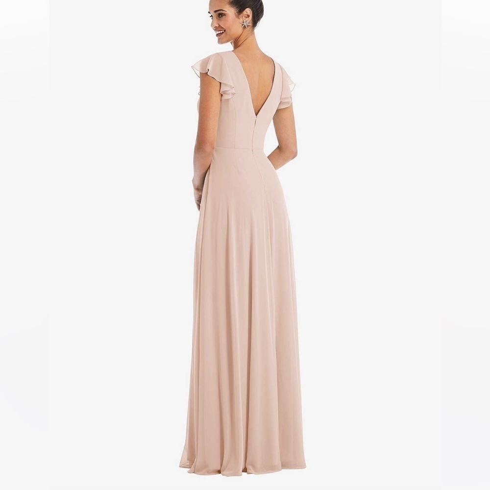 Thread by Dessy • NWT FLUTTER SLEEVE V-KEYHOLE CHIFFON MAXI DRESS IN CAMEO Pink - Picture 9 of 9